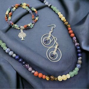 Chakra Bead Bundle!  Beautiful handmade set of necklace, bracelet and earrings!